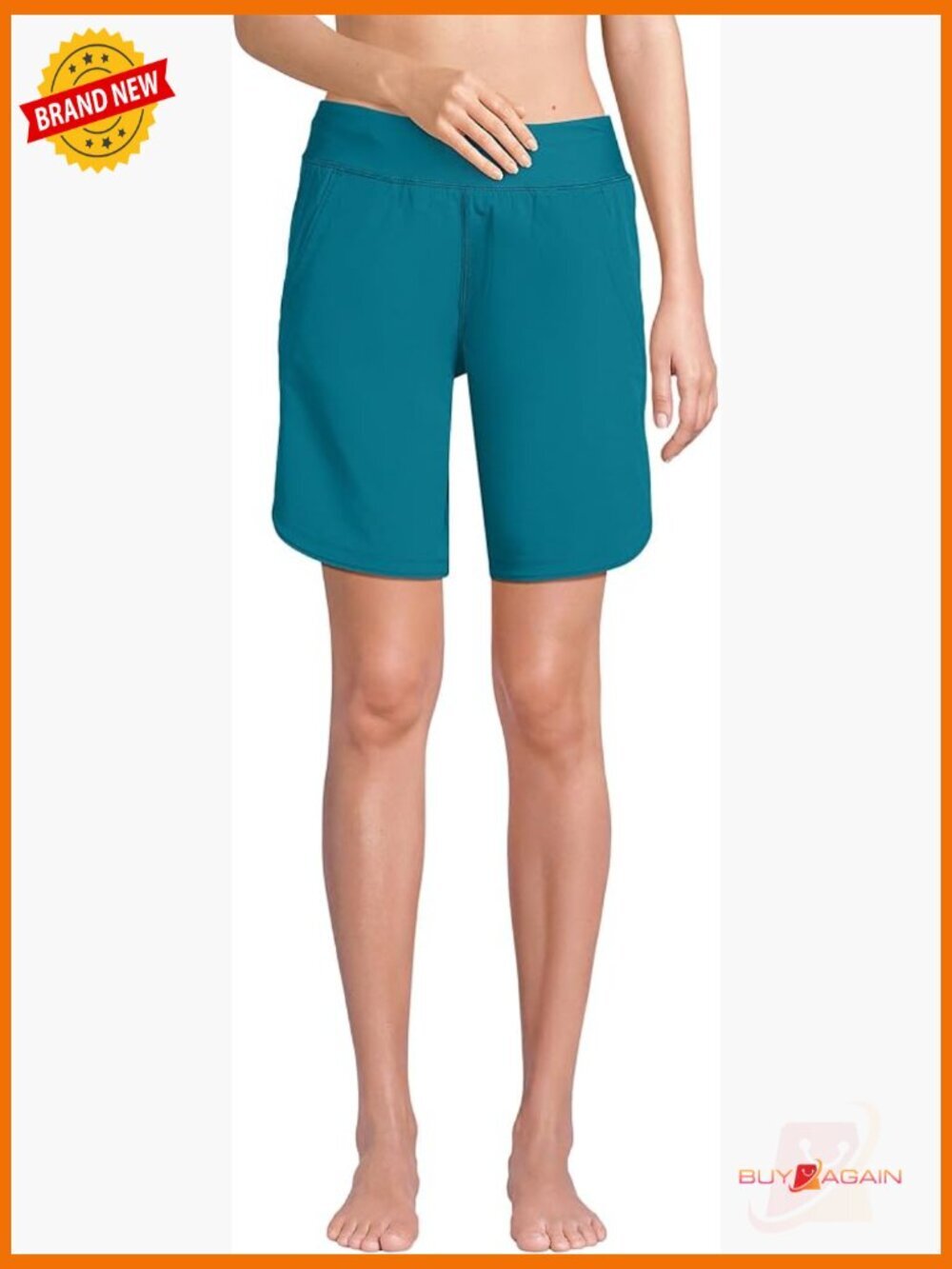 High Rise 9" Quick Dry Board Shorts UPF 50 Stretch Pull On